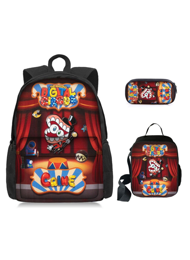 general 3 Pcs Anime The Amazing Digital Circus Backpack Set School Bag - Image 1
