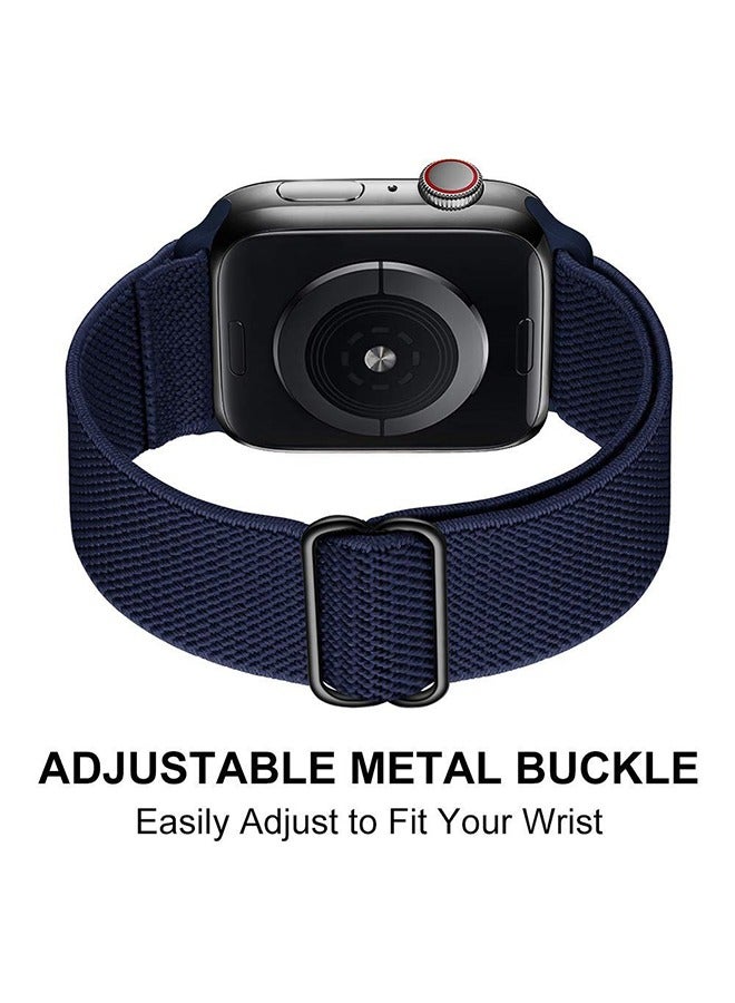 Soft Nylon Elastic Braided Strap For Apple Watch SE Series 8/7/6/5/4/3/2/1 (Navy Blue, 38mm/40mm/41mm) - Image 3