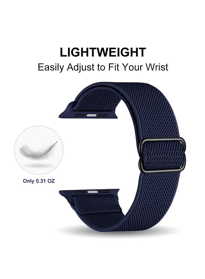 Soft Nylon Elastic Braided Strap For Apple Watch SE Series 8/7/6/5/4/3/2/1 (Navy Blue, 38mm/40mm/41mm) - Image 2