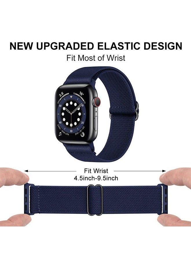 Soft Nylon Elastic Braided Strap For Apple Watch SE Series 8/7/6/5/4/3/2/1 (Navy Blue, 38mm/40mm/41mm) - Image 4
