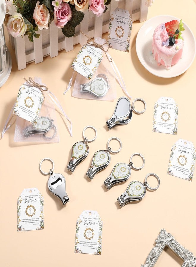 Vesici 25 Sets Baptism Party Favors for Guests Bottle Opener Keychains with Nail Clippers Gift Cards for Christening Souvenirs - Image 4