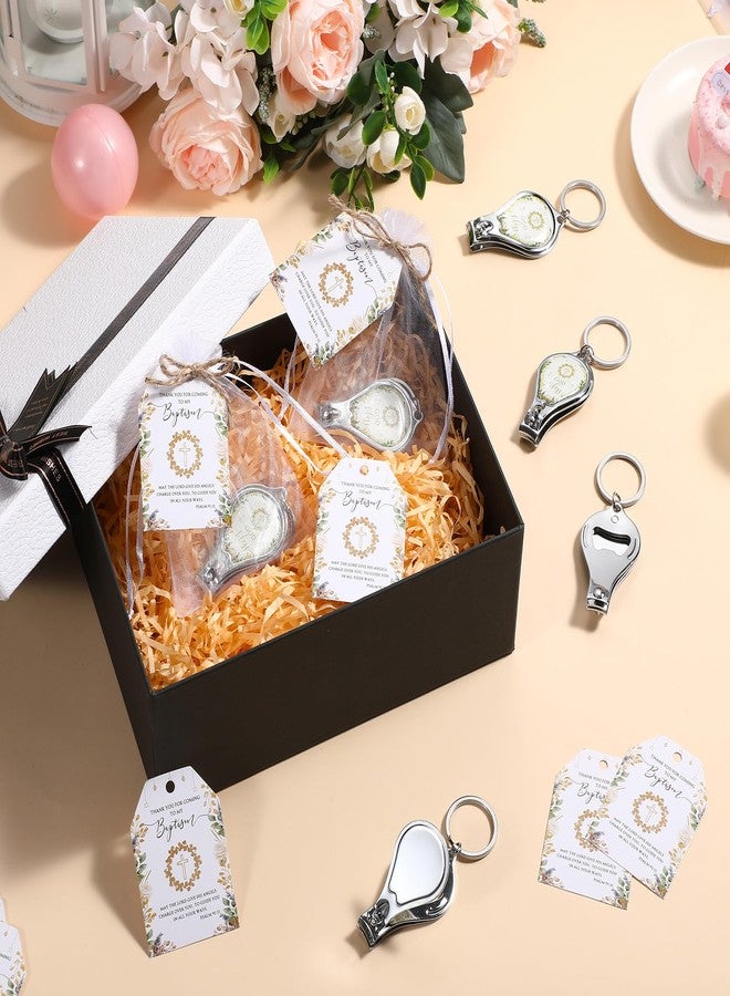 Vesici 25 Sets Baptism Party Favors for Guests Bottle Opener Keychains with Nail Clippers Gift Cards for Christening Souvenirs - Image 5