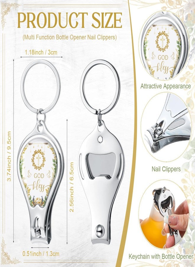 Vesici 25 Sets Baptism Party Favors for Guests Bottle Opener Keychains with Nail Clippers Gift Cards for Christening Souvenirs - Image 2