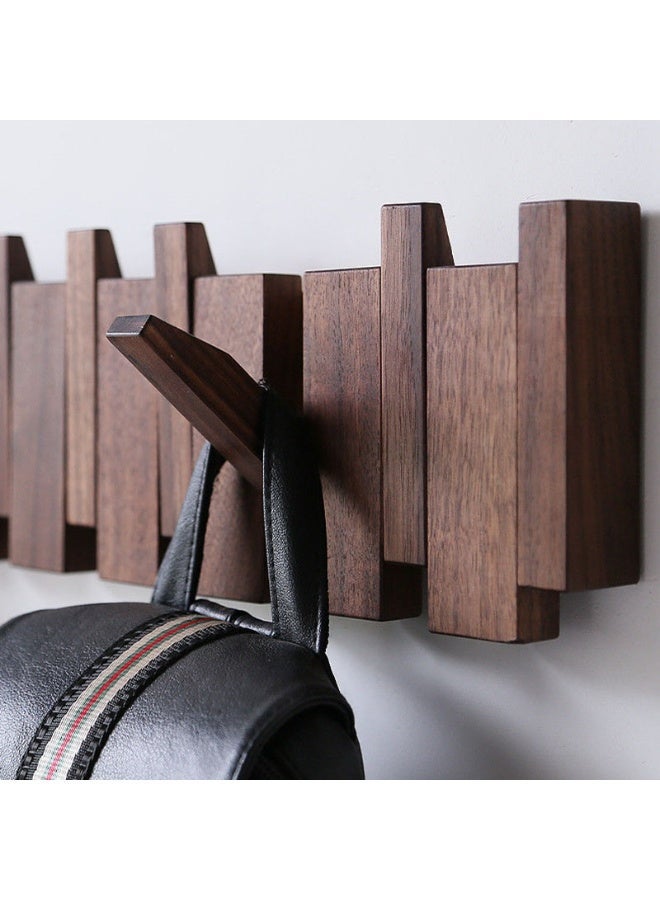 RVETEE 42cm 6 Hooks Black Walnut Wood Coat Rack Wall Mounted Solid Wood Clothes Hooks Hallway Entrance Door Hanger Home Decor Furniture - Image 5