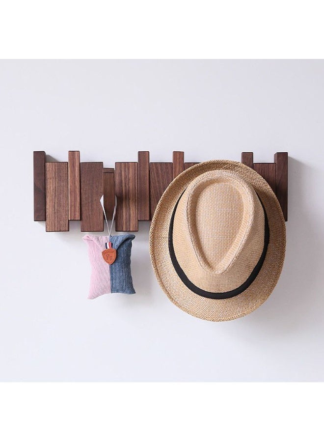 RVETEE 42cm 6 Hooks Black Walnut Wood Coat Rack Wall Mounted Solid Wood Clothes Hooks Hallway Entrance Door Hanger Home Decor Furniture - Image 4