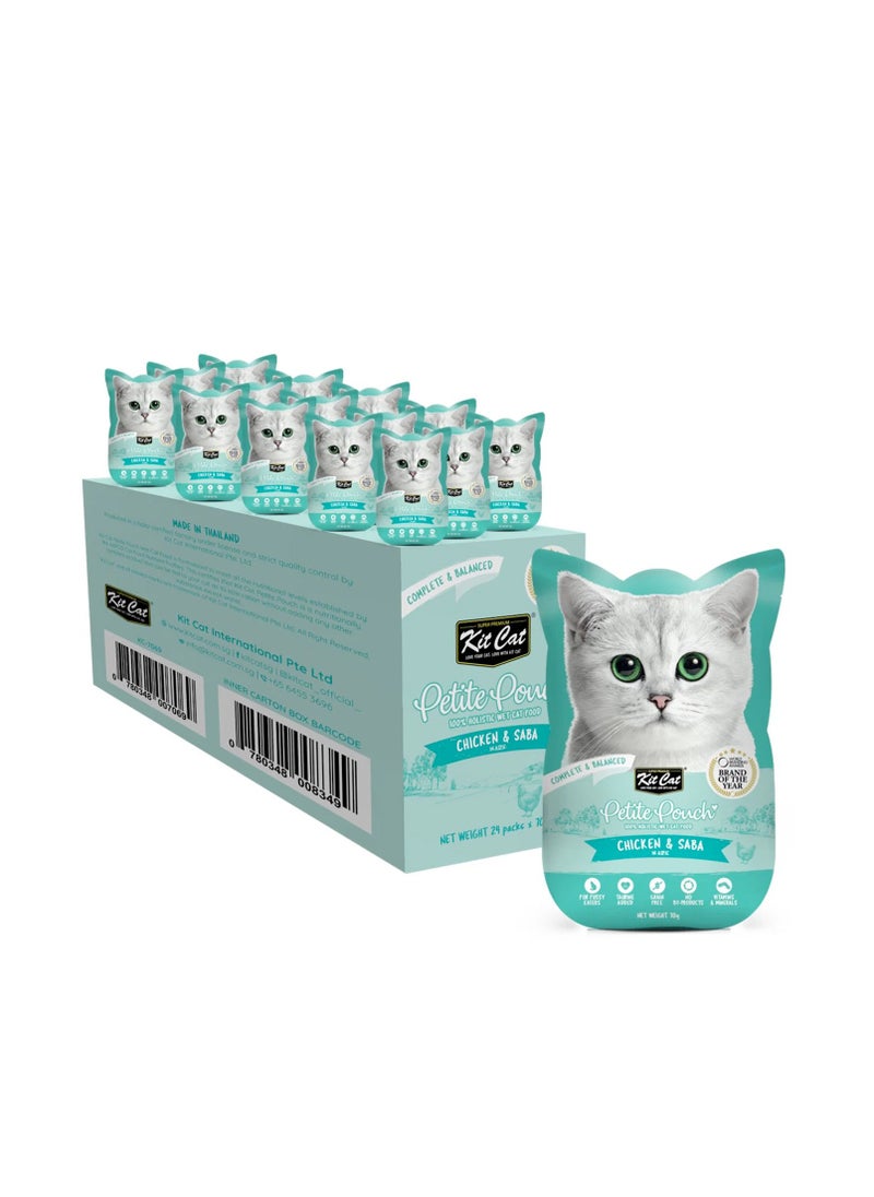 Kit Cat Pack of 24 Petite Chicken & Saba Pouch 24x70g  - Image 1
