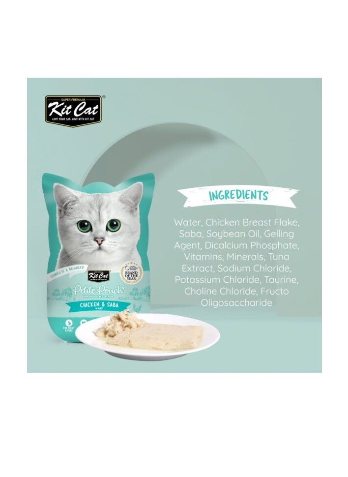 Kit Cat Pack of 24 Petite Chicken & Saba Pouch 24x70g  - Image 2