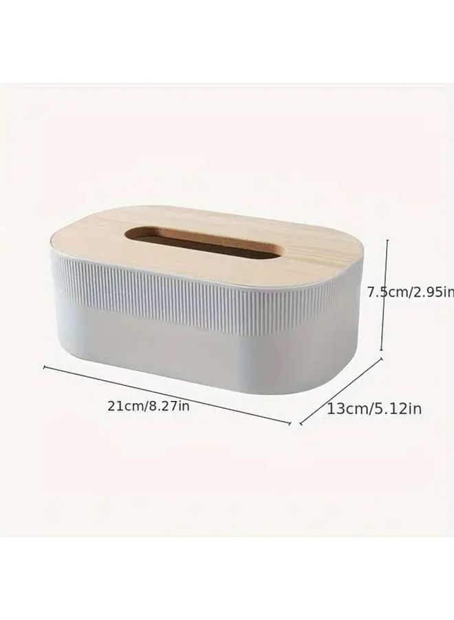 Coffee Color Modern Wooden Lid Tissue Box Plastic Kitchen Bathroom Organizer - Image 3
