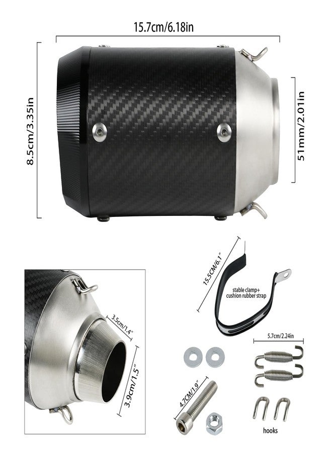 PACEWALKER Motorcycle Slip On Muffler, 2" Universal Carbon Fiber Motorcycle Exhaust for Kawasaki Z900 GSXR750 CBR650, Street/Sport Motorcycles and Scooters, Dirt Bike ATV Street Bike - Image 2