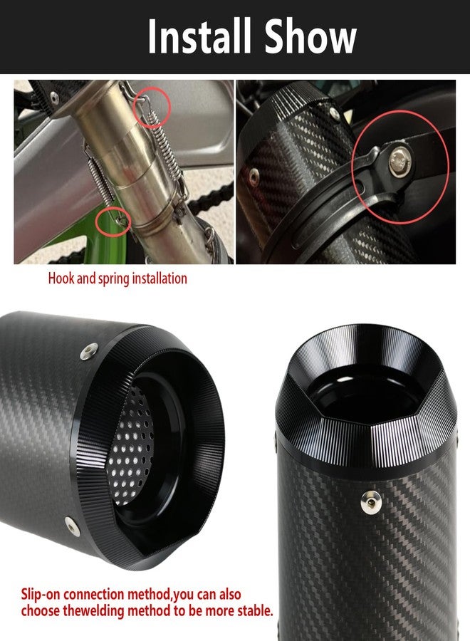 PACEWALKER Motorcycle Slip On Muffler, 2" Universal Carbon Fiber Motorcycle Exhaust for Kawasaki Z900 GSXR750 CBR650, Street/Sport Motorcycles and Scooters, Dirt Bike ATV Street Bike - Image 5
