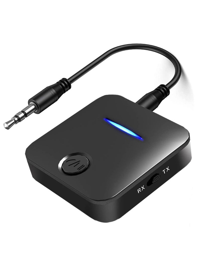 Excefore Bluetooth 5.2 Transmitter Receiver,2-in bluetooth Audio Adapter,Mini Portable 3.5mm Jack,Plug and Play Audio Receiver for PC/TV/Home/Car Stereo Sound System/Wired Speakers - Image 1