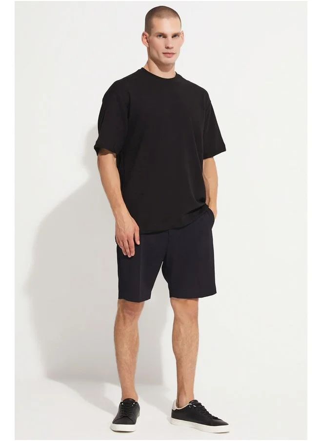 جون June Men Oversize Pattern Crew Neck Tshirt Black
