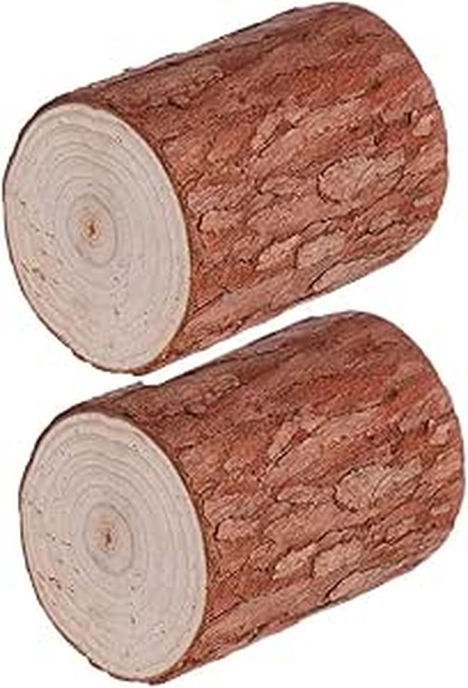 Lifelike Mini Wood Stump Tree Trunk Decor for Home Office Crafts Photography 2pcs - Image 1