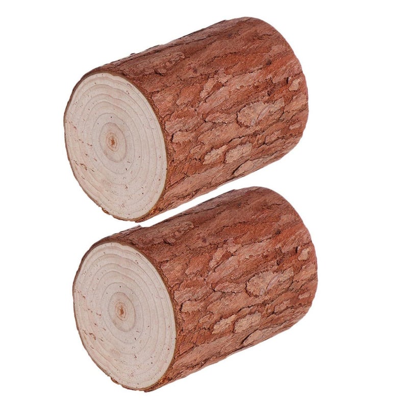 Lifelike Mini Wood Stump Tree Trunk Decor for Home Office Crafts Photography 2pcs - Image 2