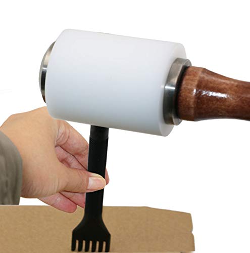 Evwoge Rubber Hammer Mallet for Leatherwork Leather Carving Cowhide Sew DIY Leathercraft Wooden Mallet Wood Handle (T-Head) - Image 5