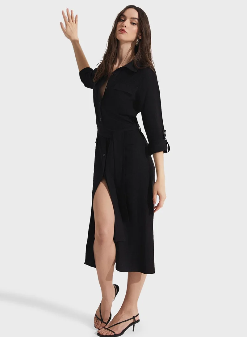 JUNE Tiered Belted Dress