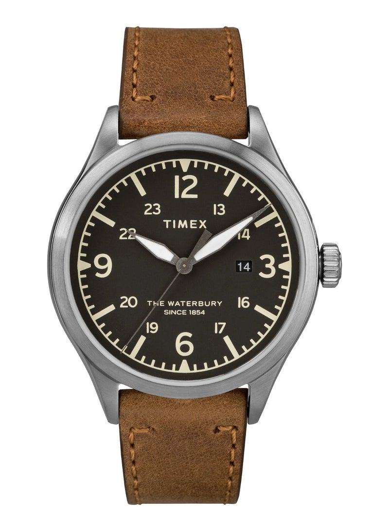 Timex Stainless Steel Analog Unisex's Watch With Tan Leather Band TW2R71200 - Image 1