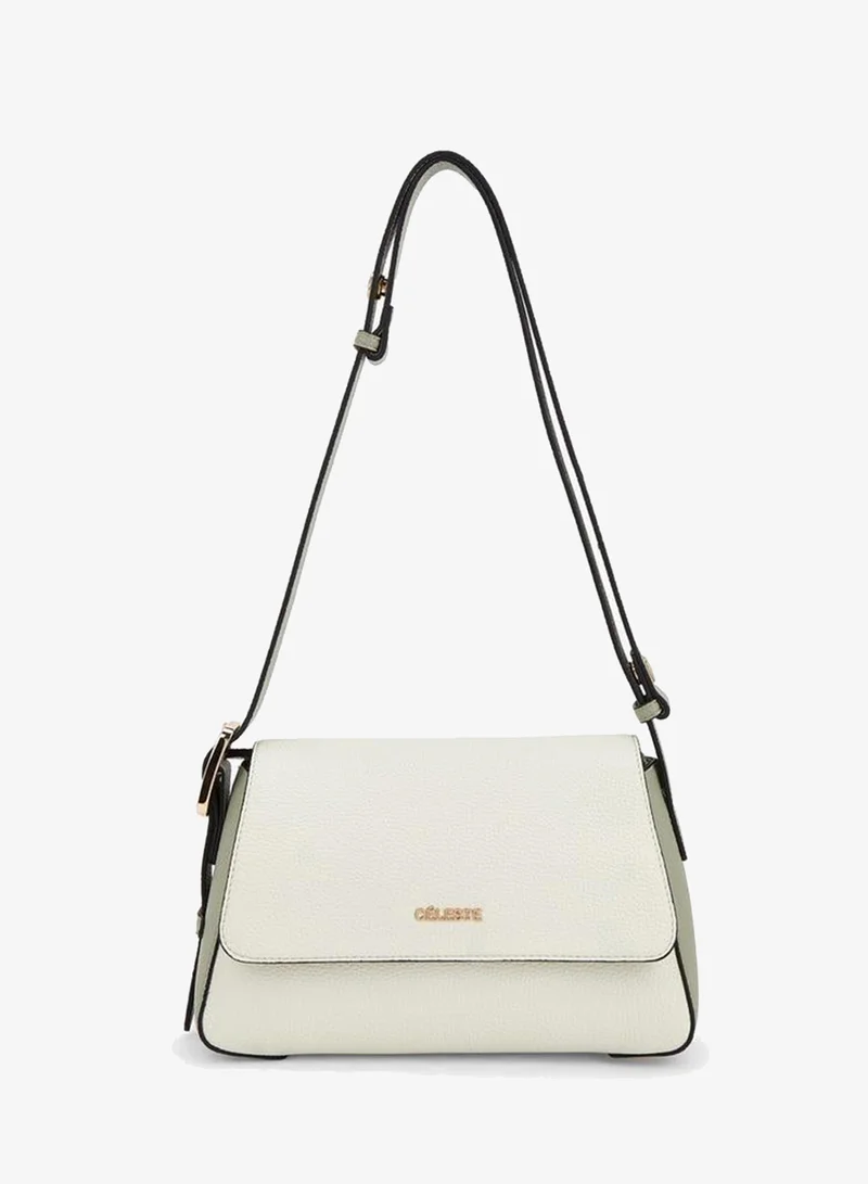 سيليست Textured Panel Shoulder Bag With Button Closure