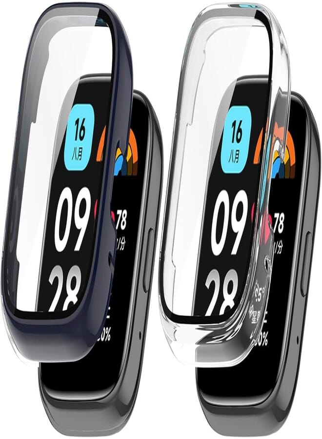 KOBMAND Kobmand 2 Pieces Case Compatible with Redmi Watch 3 Lite/Redmi Watch 3 Active, Full Cover Protective Case for Redmi Watch 3 Lite.(Clear+Midnight Blue) 