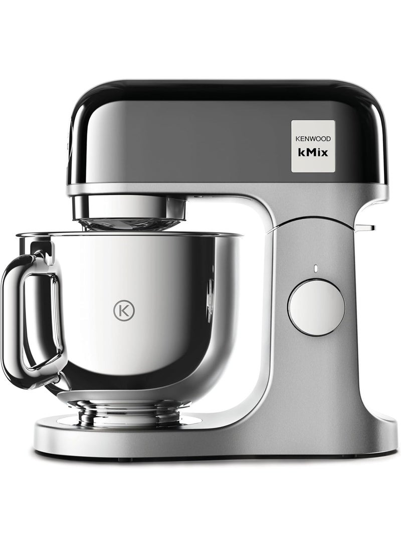 كينوود خلاط كينود kMix للخبز، خلاط مطبخ أنيق مع ملحق K-beater، خطاف العجين ومضرب، وعاء من الفولاذ المقاوم للصدأ سعة 5 لتر، واقي رذاذ قابل للإزالة، 1000 واط، إصدارات KMX760ABC كروم أسود - Image 1