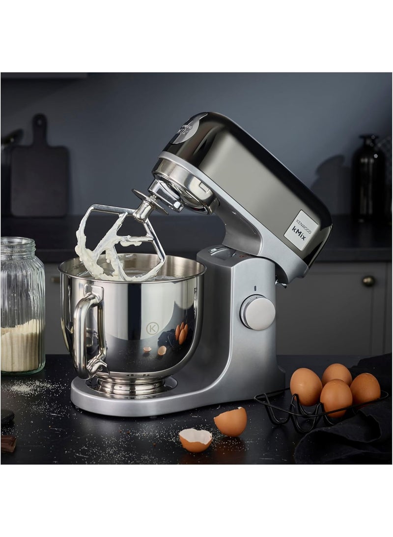 كينوود خلاط كينود kMix للخبز، خلاط مطبخ أنيق مع ملحق K-beater، خطاف العجين ومضرب، وعاء من الفولاذ المقاوم للصدأ سعة 5 لتر، واقي رذاذ قابل للإزالة، 1000 واط، إصدارات KMX760ABC كروم أسود - Image 4