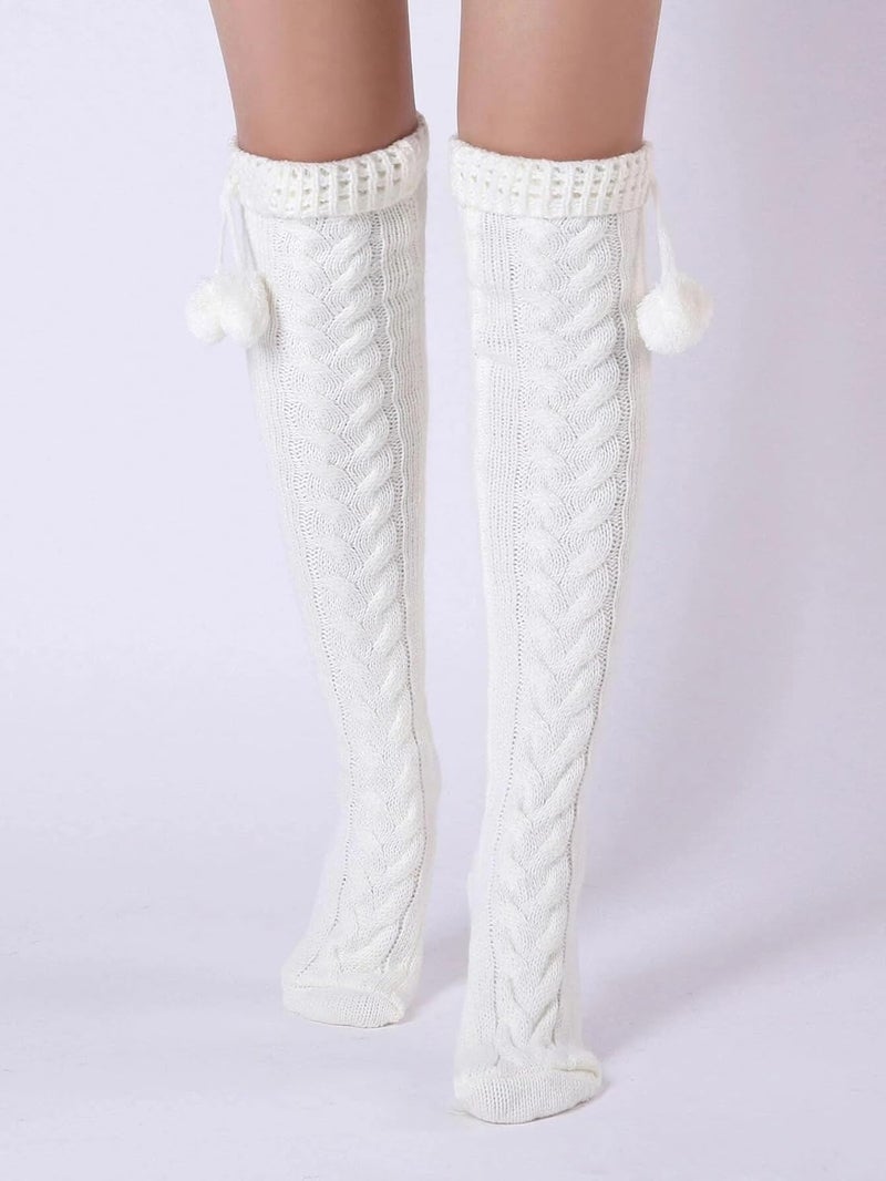 Pcavin Thigh High Socks for Women Cable Knit Over the Knee Boot Socks, Long Warm Leg Warmers Winter - Image 3