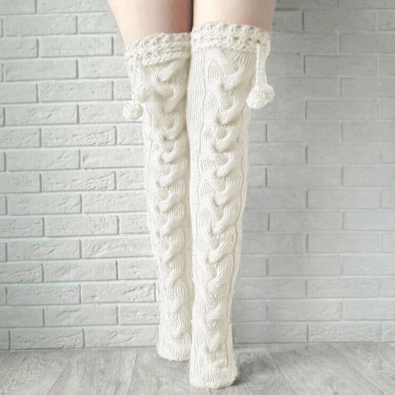 Pcavin Thigh High Socks for Women Cable Knit Over the Knee Boot Socks, Long Warm Leg Warmers Winter - Image 1