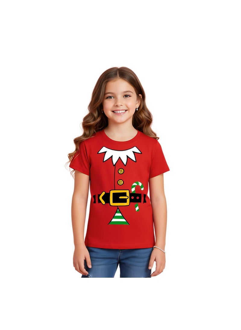 برينت شوب فور مي تي شيرت عيد الميلاد للأطفال البنات قزم - رقبة دائرية وأكمام قصيرة تي شيرت من القطن الناعم - مثالي لحفلات العطلات والتجمعات العائلية - Image 1