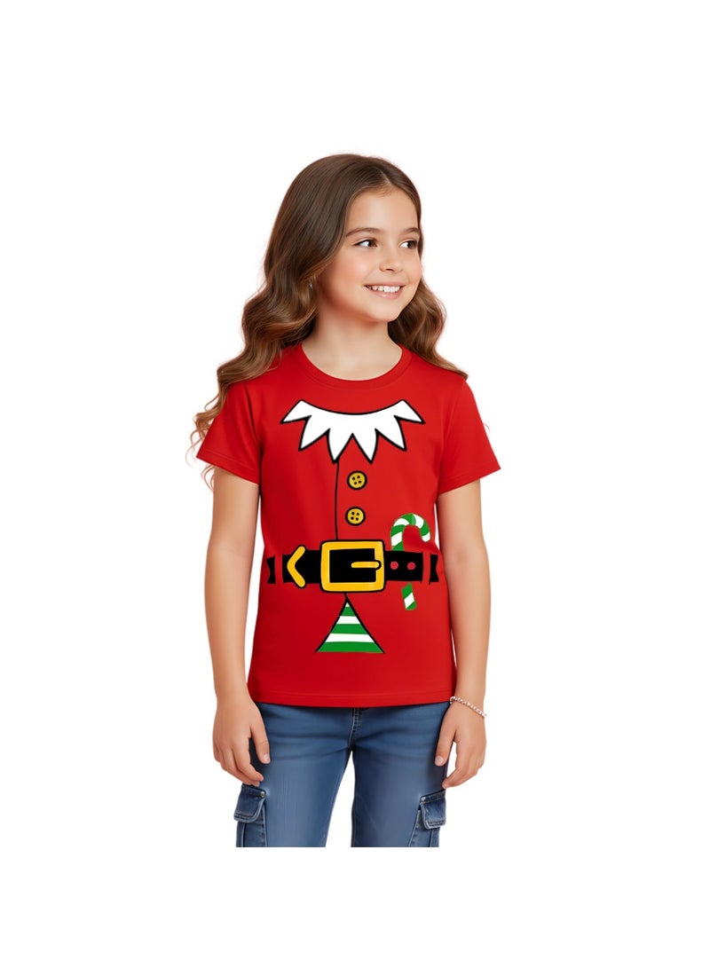 برينت شوب فور مي تي شيرت عيد الميلاد للأطفال البنات قزم - رقبة دائرية وأكمام قصيرة تي شيرت من القطن الناعم - مثالي لحفلات العطلات والتجمعات العائلية - Image 3