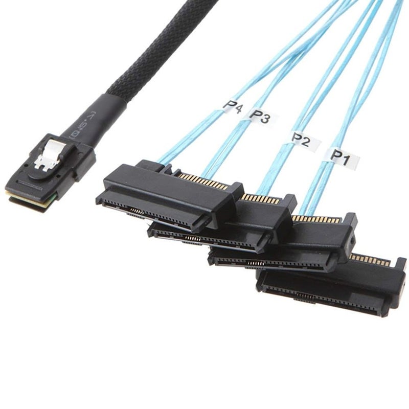 Mini SAS SFF 8087 to 4 SFF 8482 Hard Drive Data and Power Cable 1 Meter for Server Array - Image 4