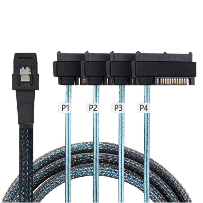 Mini SAS SFF 8087 to 4 SFF 8482 Hard Drive Data and Power Cable 1 Meter for Server Array - Image 2