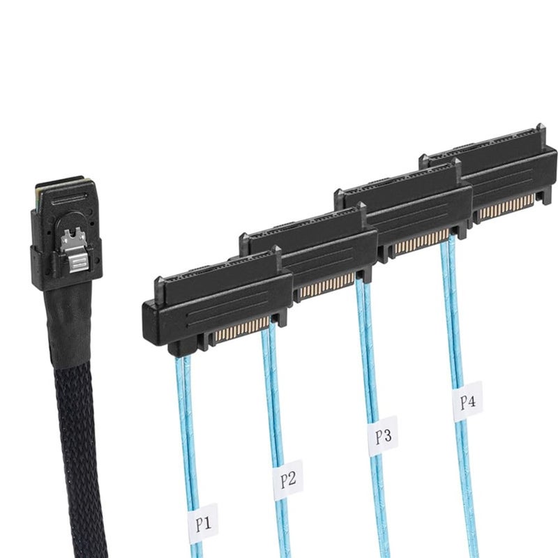 Mini SAS SFF 8087 to 4 SFF 8482 Hard Drive Data and Power Cable 1 Meter for Server Array - Image 3