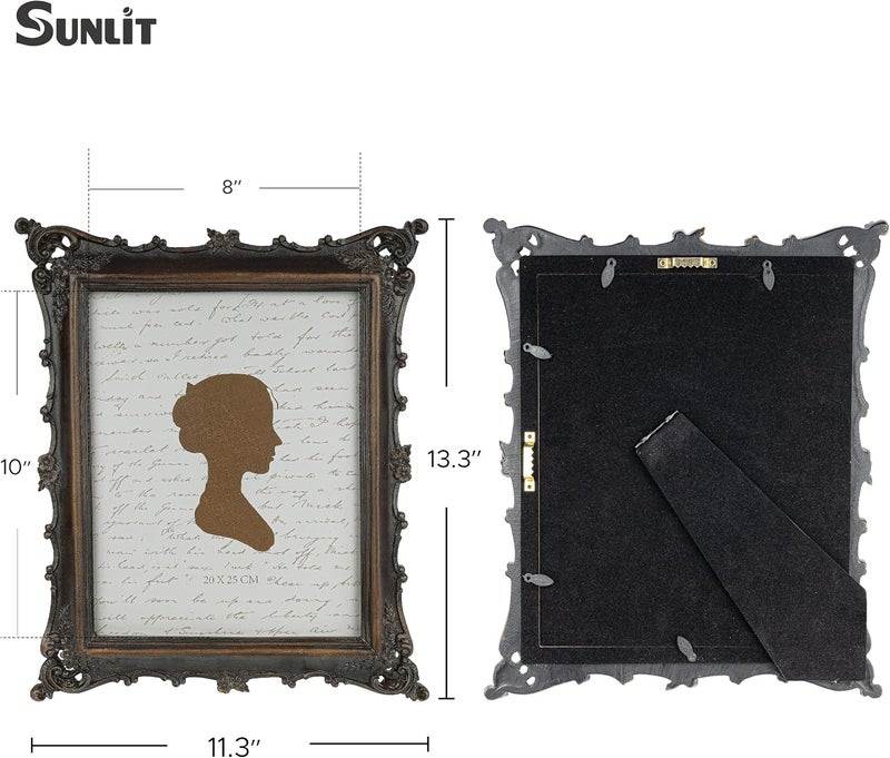 Sunlit Vintage Picture Frame 8x10 Inch, Luxury Antique Photo Frames with Glass Front, Photo Display, Tabletop Wall Hanging, Gift Ideas, Dark Walnut - Image 2
