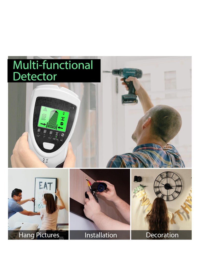 SYOSI Stud Finder, Wall Scanner 5 in 1 Electronic Stud Detector, with LCD Display and Beep Audio Alarm, Large LCD screen, Stud Sensor Beam Finders for Wood Metal Studs and AC Wire Detection  - Image 5