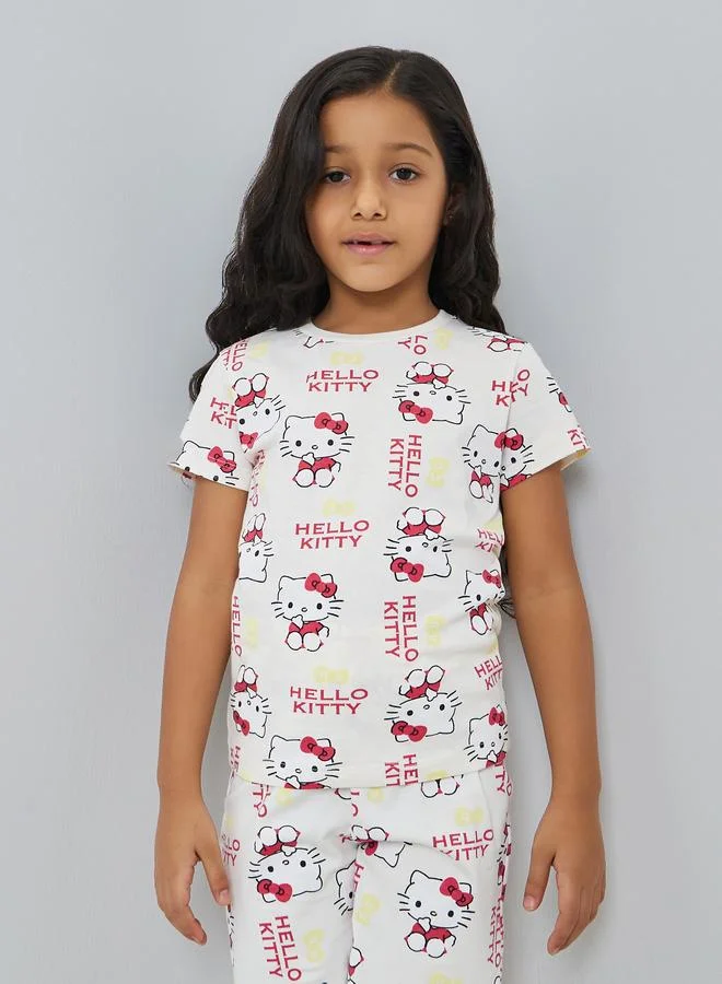 Styli Girls Hello Kitty Cotton T-Shirt and Shorts Set
