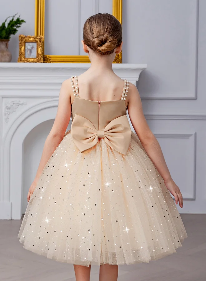 تايك تو فستان بناتي شبكي مزين بتفاصيل فيونكة