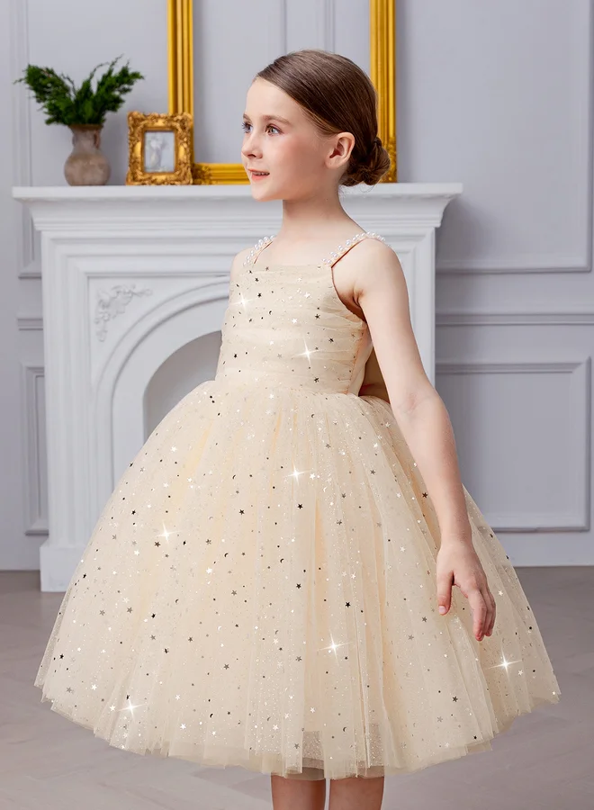 Take Two  Girls Bow Detail Embellished Mesh Dress for Women | Best Price UAE