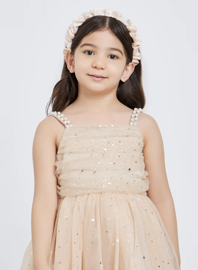 Take Two  Girls Bow Detail Embellished Mesh Dress for Women | Best Price UAE
