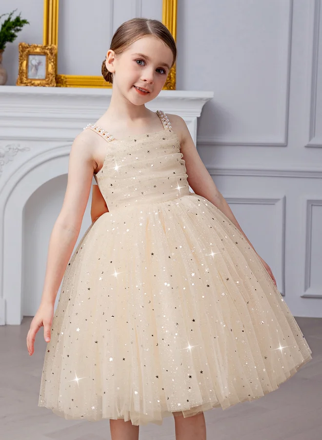 Take Two  Girls Bow Detail Embellished Mesh Dress for Women | Best Price UAE