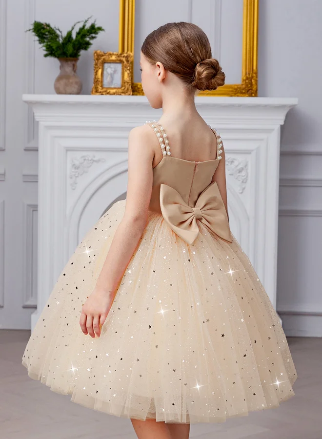 Take Two  Girls Bow Detail Embellished Mesh Dress for Women | Best Price UAE