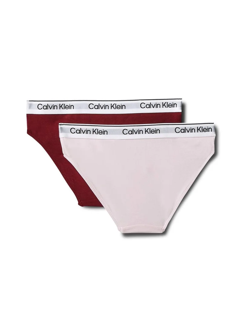 Calvin Klein 2 Pack Girls Bikini Briefs - Icon Cotton Stretch