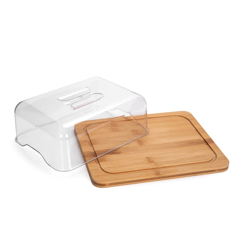 ألبرتو البرتو لوح تقديم الجبن خشب بغطاء زجاج 30*24*10 سم - Image 4