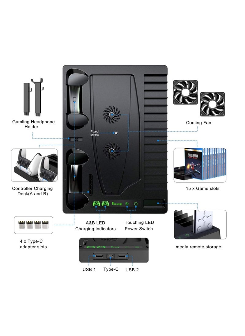 Cool Baby Style - COOLBABY Vertical Stand with Cooling Fan for PS5 Console and PS5 Digital Edition  PS5 Dualsense Charging Station - Image 1