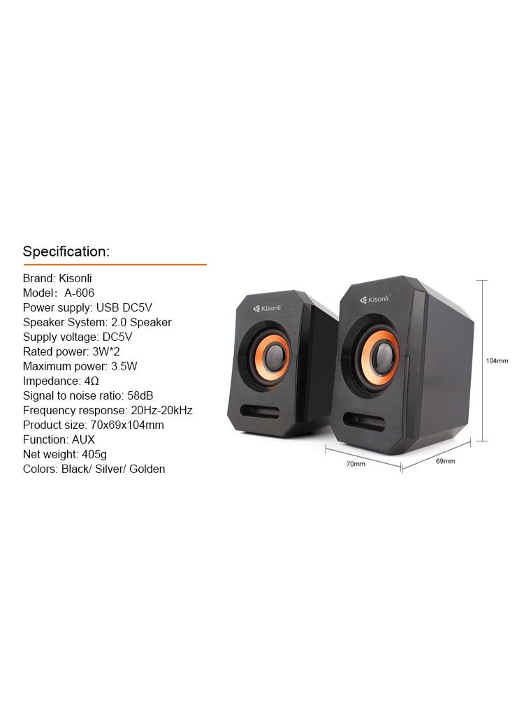 Kisonli A-606 USB Stereo Speaker – Balanced Audio Quality - Image 3