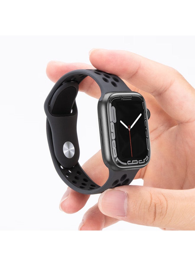 Wei Qiantu Weiqiantu Apple Watch Band For Iwatch S10/9/8 Sport Silicone Strap Se2/ultra2 Men 44/45/49mm Coal Black With Black - Image 3