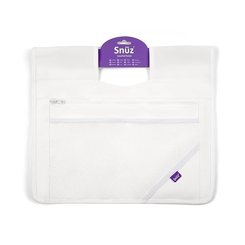 Snuz Hanging Diaper Caddy - Crib Organizer with Multiple Pockets to Hold Bottles, Wipes, and More, Portable and Can be Used as Changing Pack, Durable and Long Lasting (White) - Image 1
