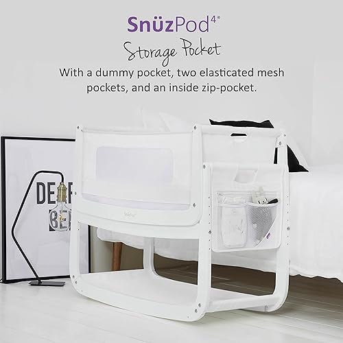 Snuz Hanging Diaper Caddy - Crib Organizer with Multiple Pockets to Hold Bottles, Wipes, and More, Portable and Can be Used as Changing Pack, Durable and Long Lasting (White) - Image 2