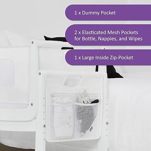Snuz Hanging Diaper Caddy - Crib Organizer with Multiple Pockets to Hold Bottles, Wipes, and More, Portable and Can be Used as Changing Pack, Durable and Long Lasting (White) - Image 5