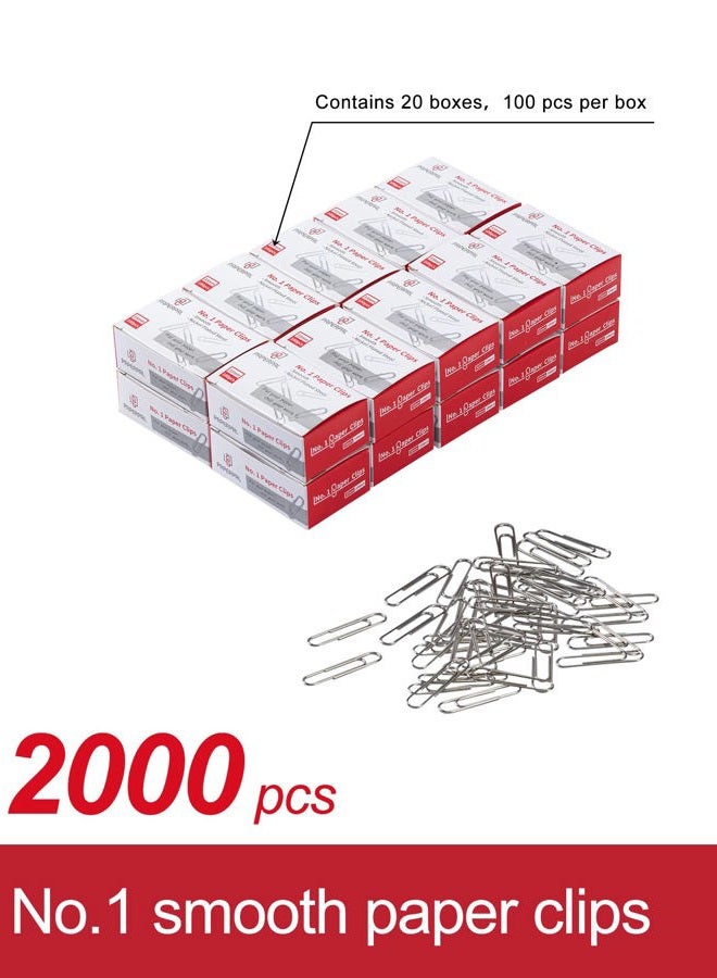 PAPERPAL #1 Smooth Paper Clips, 2000 Medium Paper Clips (20 Boxes of 100 Each), Bulk Paperclips for Office School & Personal Use, Daily DIY, 1-2/7" Silver Paper Clip Standard Size - Image 3
