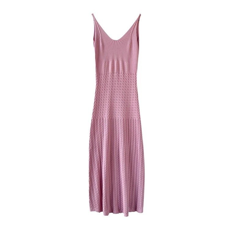 Sleeveless Knitted Maternity Midi Dress Slim Fit Summer Slip Dress - Image 5